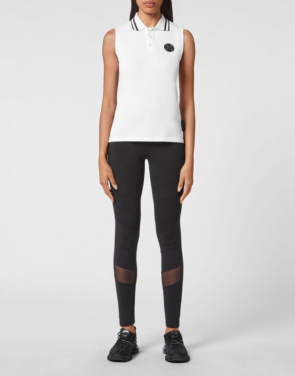 Plein Sport Sleeveless Polo Statement White