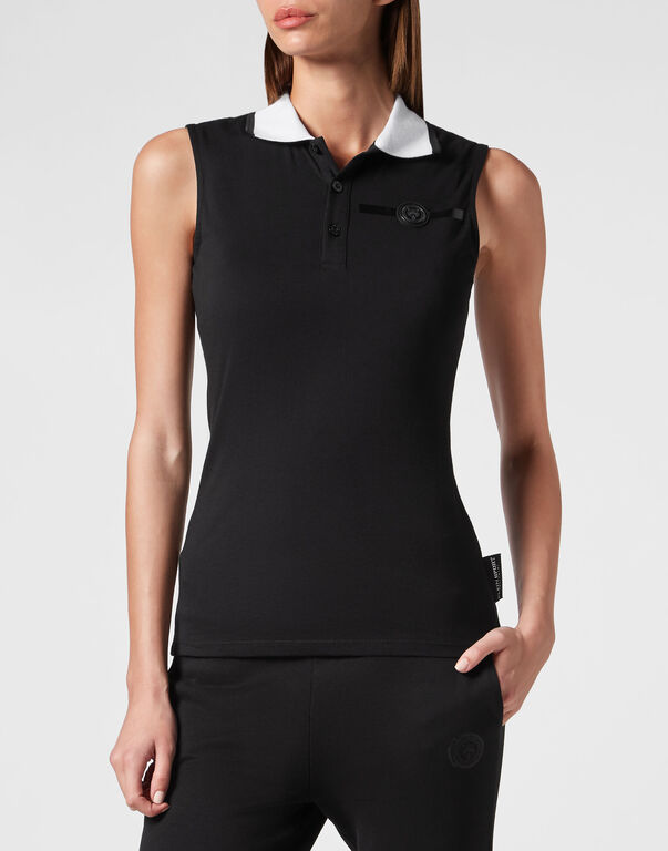 Plein Sport Sleveless Polo Basic Black