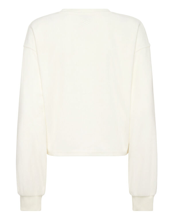 Plein Sport Sponge Round Neck Sweatshirt Off White