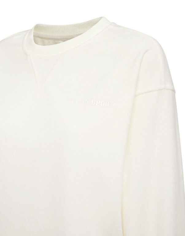 Plein Sport Sponge Round Neck Sweatshirt Off White