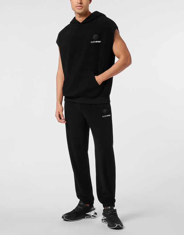 Plein Sport Sponge Sleeveless Hoodied Vest Black