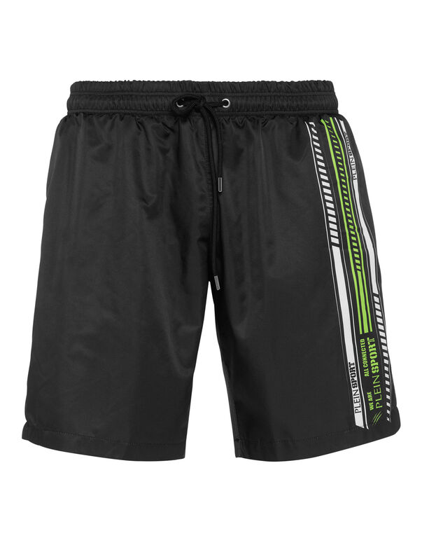 plein sport Swim Shorts black+green fluo