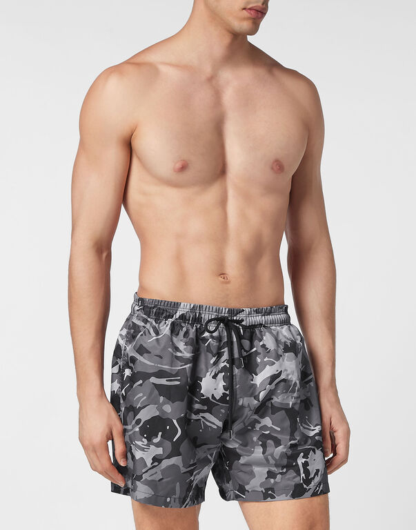 Plein Sport Swim-Trunks Camouflage Black