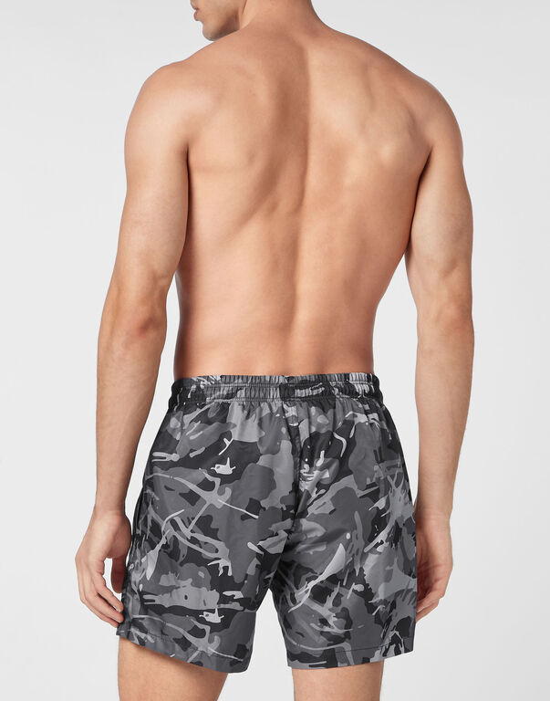 Plein Sport Swim-Trunks Camouflage Black