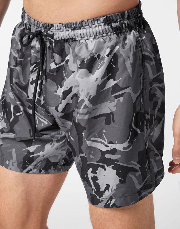 Plein Sport Swim-Trunks Camouflage Black
