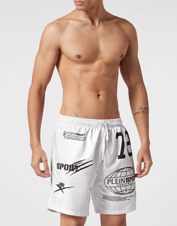 Plein Sport Swim-Trunks Multilogo White