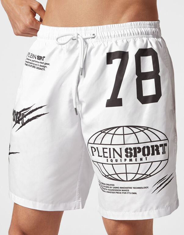Plein Sport Swim-Trunks Multilogo White