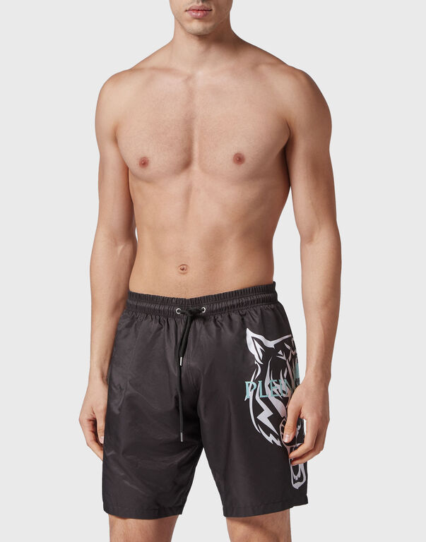 Plein Sport Swim-Trunks Tiger Black / White
