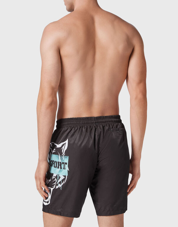 Plein Sport Swim-Trunks Tiger Black / White