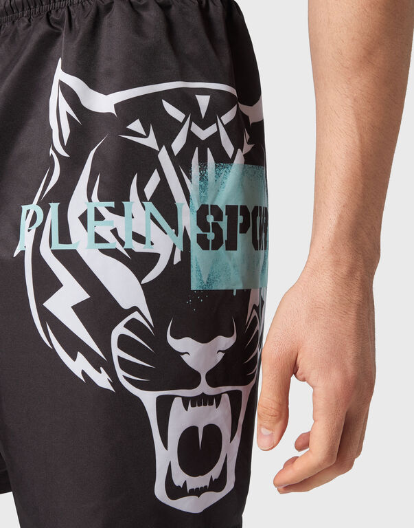 Plein Sport Swim-Trunks Tiger Black / White