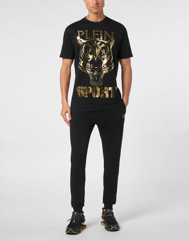 Plein Sport T-shirt Round Neck SS Tiger Black / Gold