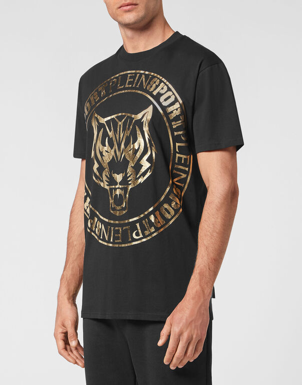 Plein Sport T-shirt Round Neck SS Tiger Black / Gold