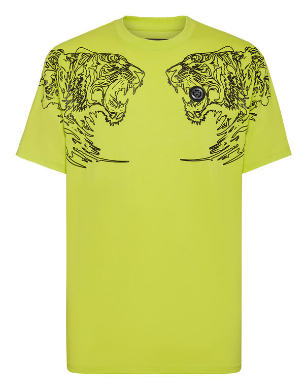 plein sport T-shirt Round Neck Tiger yellow fluo