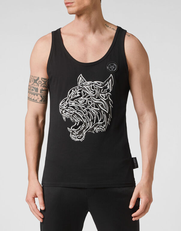 Plein Sport Tank Top Tiger Black / Black