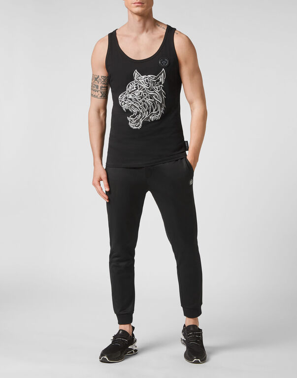 Plein Sport Tank Top Tiger Black / Black