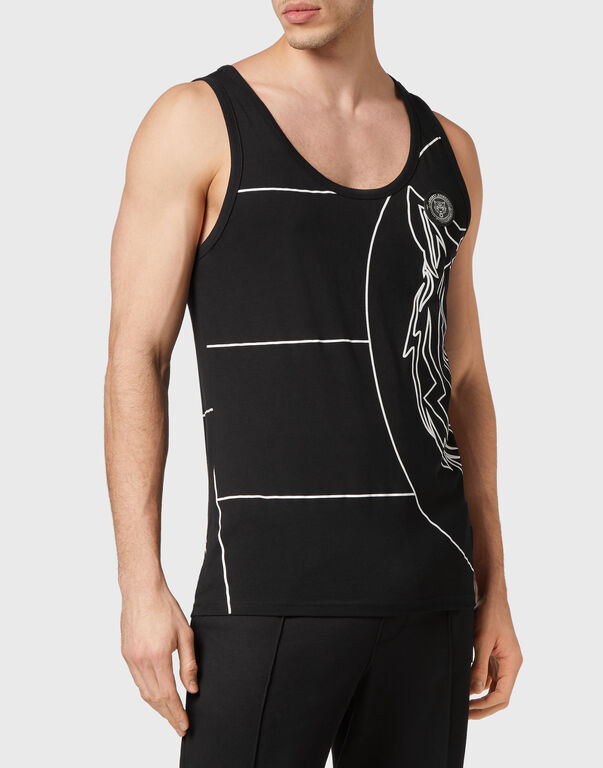 Plein Sport Tank Top Tiger Black / White