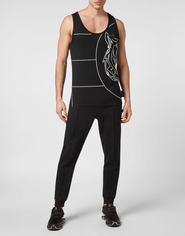 Plein Sport Tank Top Tiger Black / White