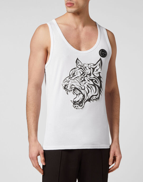 Plein Sport Tank Top Tiger White / Black