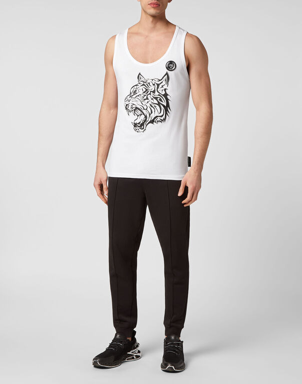 Plein Sport Tank Top Tiger White / Black