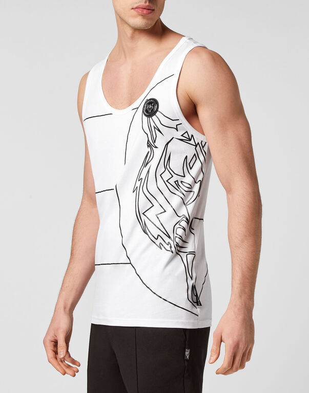 Plein Sport Tank Top Tiger White / Black
