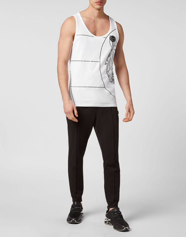 Plein Sport Tank Top Tiger White / Black