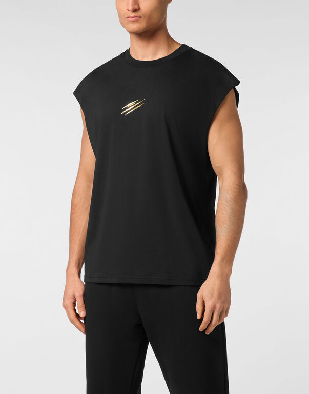 Plein Sport Tanktop T-shirt Label Black/light Gold