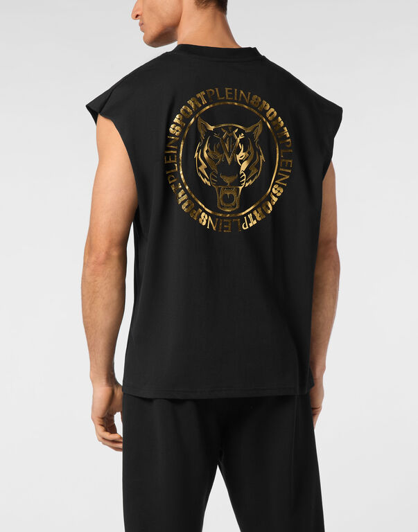Plein Sport Tanktop T-shirt Label Black/light Gold