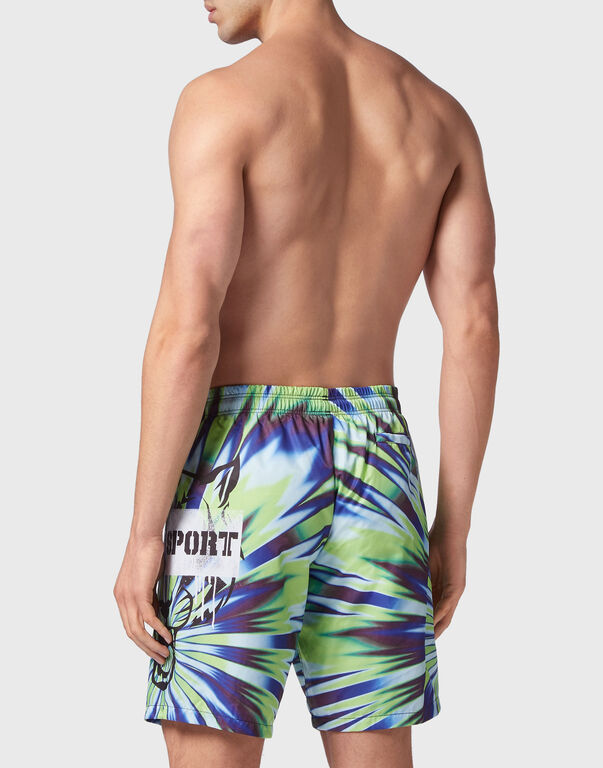 Plein Sport Tie-Dye Swim-Trunks Tiger Multicolor