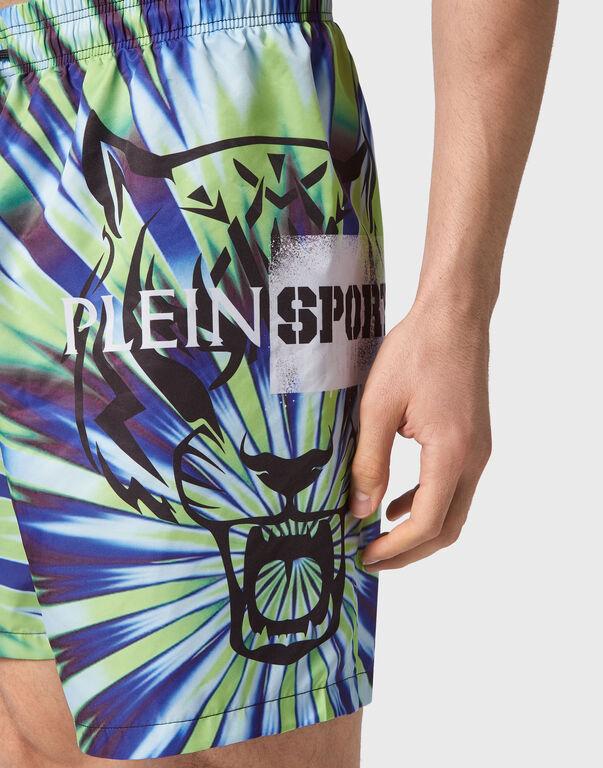 Plein Sport Tie-Dye Swim-Trunks Tiger Multicolor