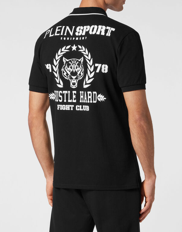 Plein Sport Polo Shirt Slim Fit SS Carbon Tiger Black / White