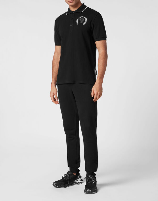 Plein Sport Polo Shirt Slim Fit SS Carbon Tiger Black / White