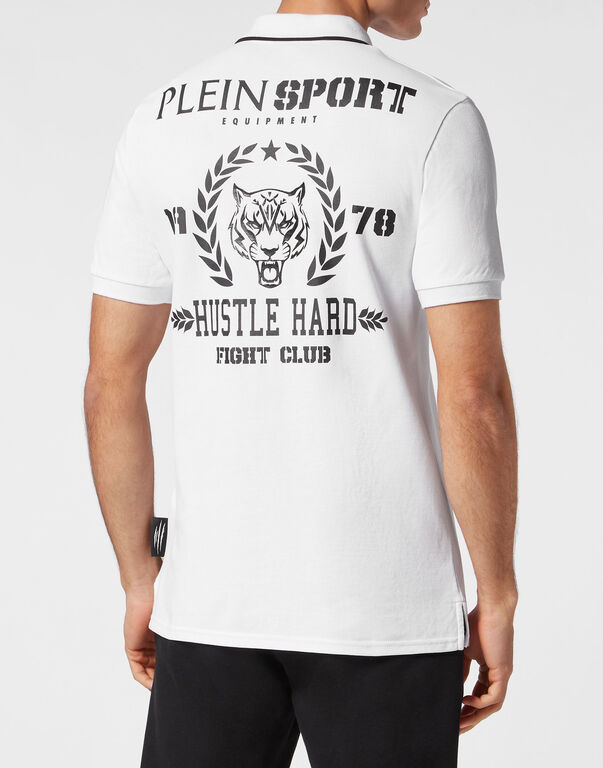 Plein Sport Polo Shirt Slim Fit SS Carbon Tiger White / Black