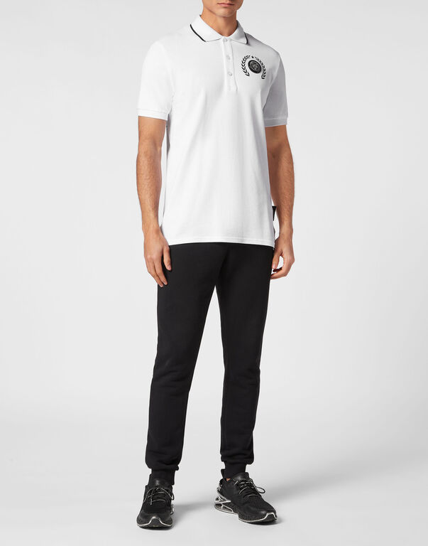 Plein Sport Polo Shirt Slim Fit SS Carbon Tiger White / Black