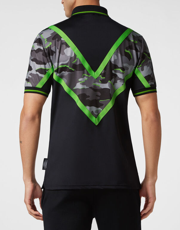 Plein Sport Polo SS Neon Amazon Edition (Camouflage) Black+green Fluo