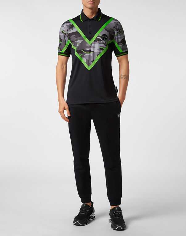 Plein Sport Polo SS Neon Amazon Edition (Camouflage) Black+green Fluo
