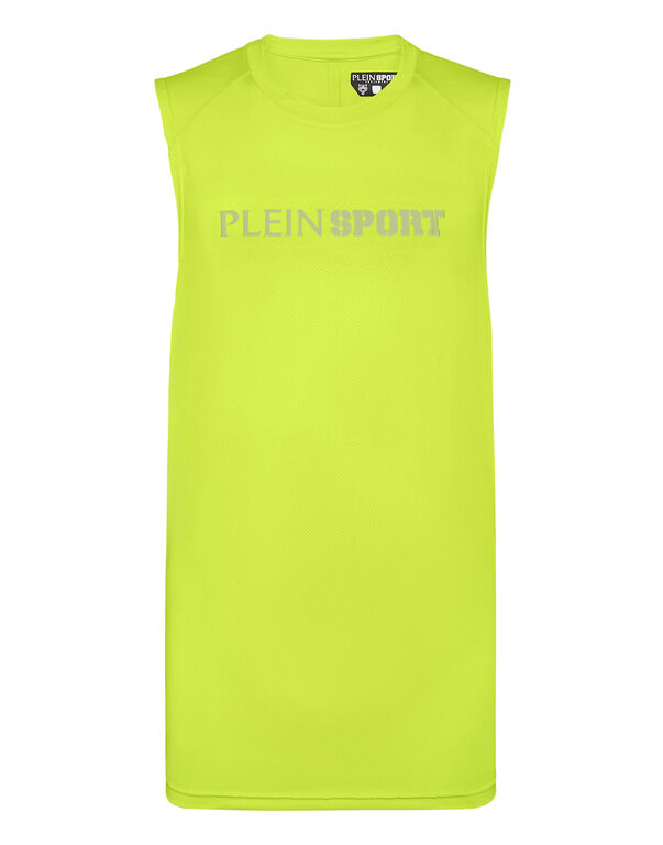 plein sport Reflective Tank Top Round Neck yellow fluo