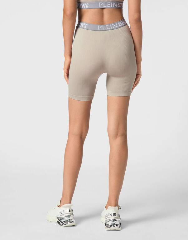 Plein Sport Rib Seamless Biker Shorts Logo Dark Grey