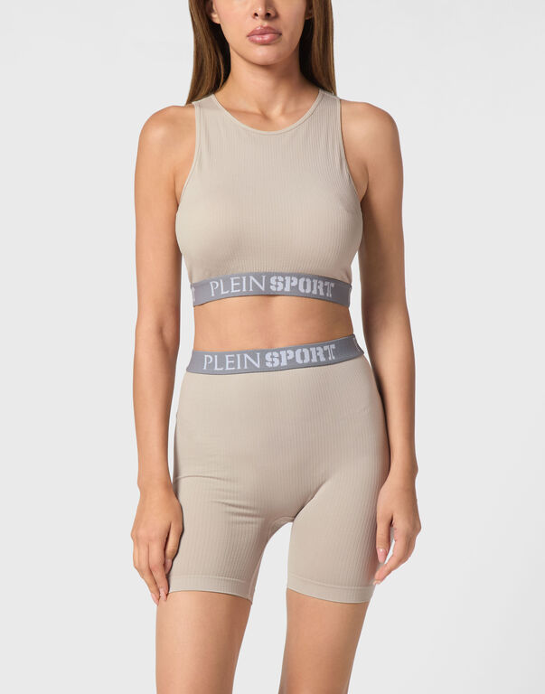 Plein Sport Rib Seamless Training Sport Bra Logo Dark Grey