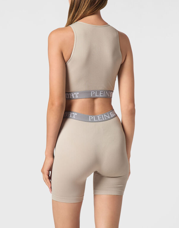 Plein Sport Rib Seamless Training Sport Bra Logo Dark Grey