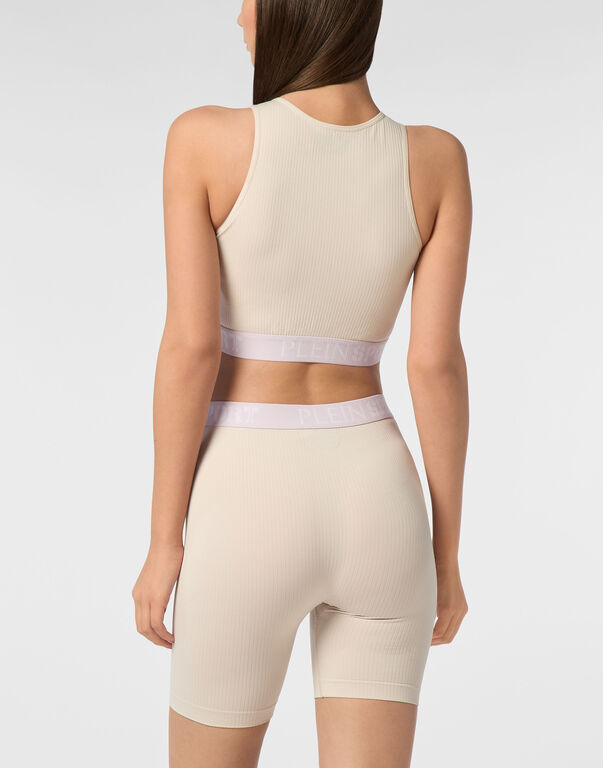 Plein Sport Rib Seamless Training Sport Bra Logo Light Grey