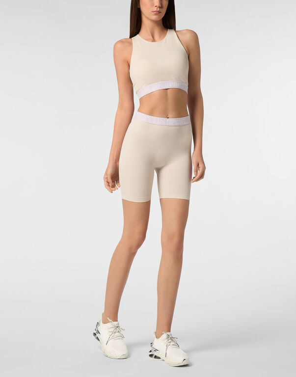 Plein Sport Rib Seamless Training Sport Bra Logo Light Grey