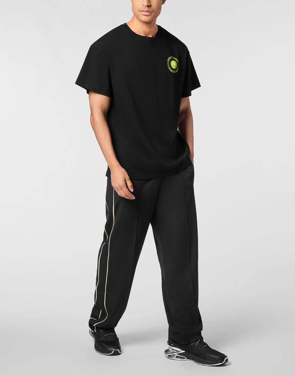 Plein Sport Round Neck T-Shirt Back Logo Black+green Fluo