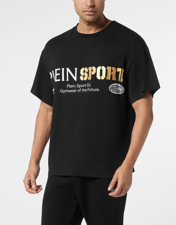 Plein Sport Round Neck T-Shirt Chest Logo Black/light Gold