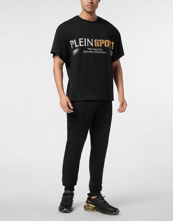 Plein Sport Round Neck T-Shirt Chest Logo Black/light Gold