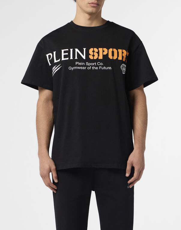 Plein Sport Round Neck T-Shirt Chest Logo Black / Orange