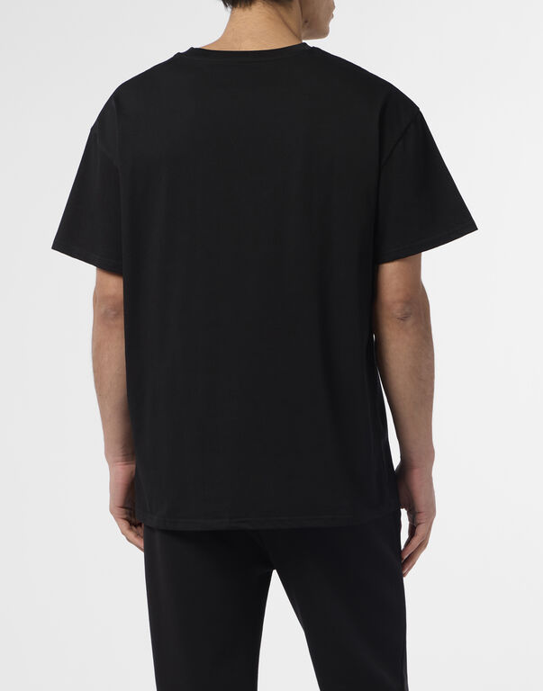 Plein Sport Round Neck T-Shirt Chest Logo Black / Orange