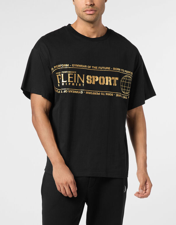 Plein Sport Round Neck T-Shirt Logo Lettering Black/light Gold