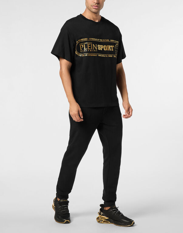 Plein Sport Round Neck T-Shirt Logo Lettering Black/light Gold
