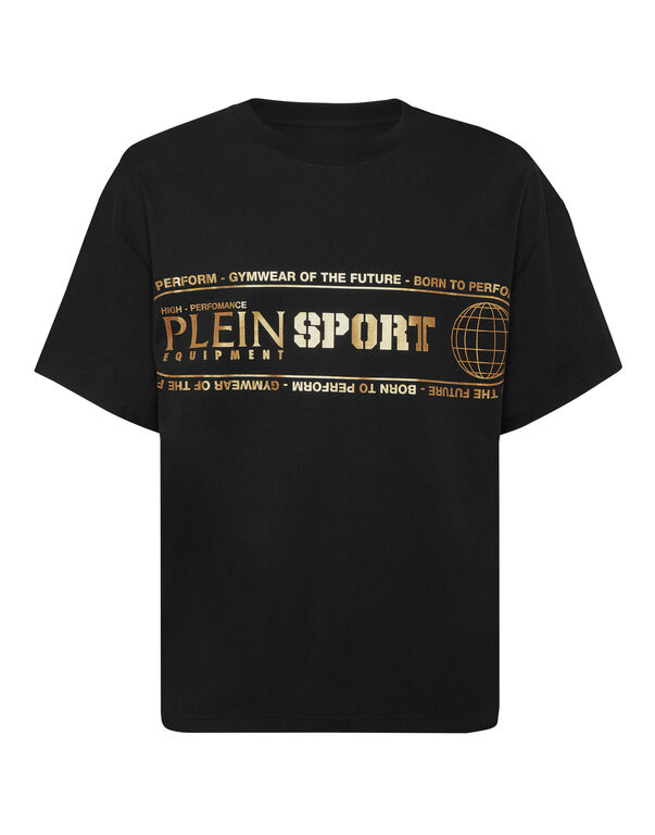 plein sport Round Neck T-Shirt Logo Lettering black/light gold