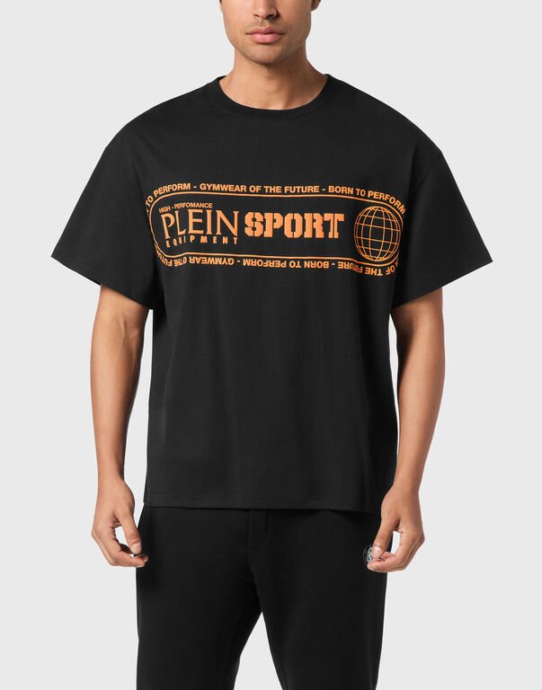 Plein Sport Round Neck T-Shirt Logo Lettering Black / Orange